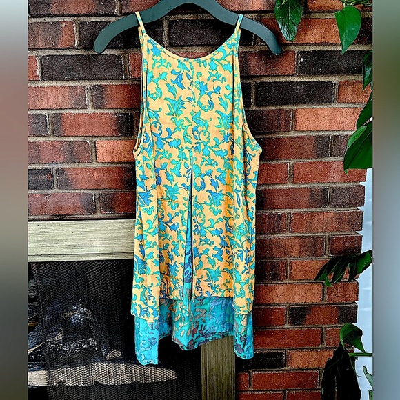 🛍️ Go fish.  muster yellow/ green sleeveless dress. Great condition. - Picture 8 of 9